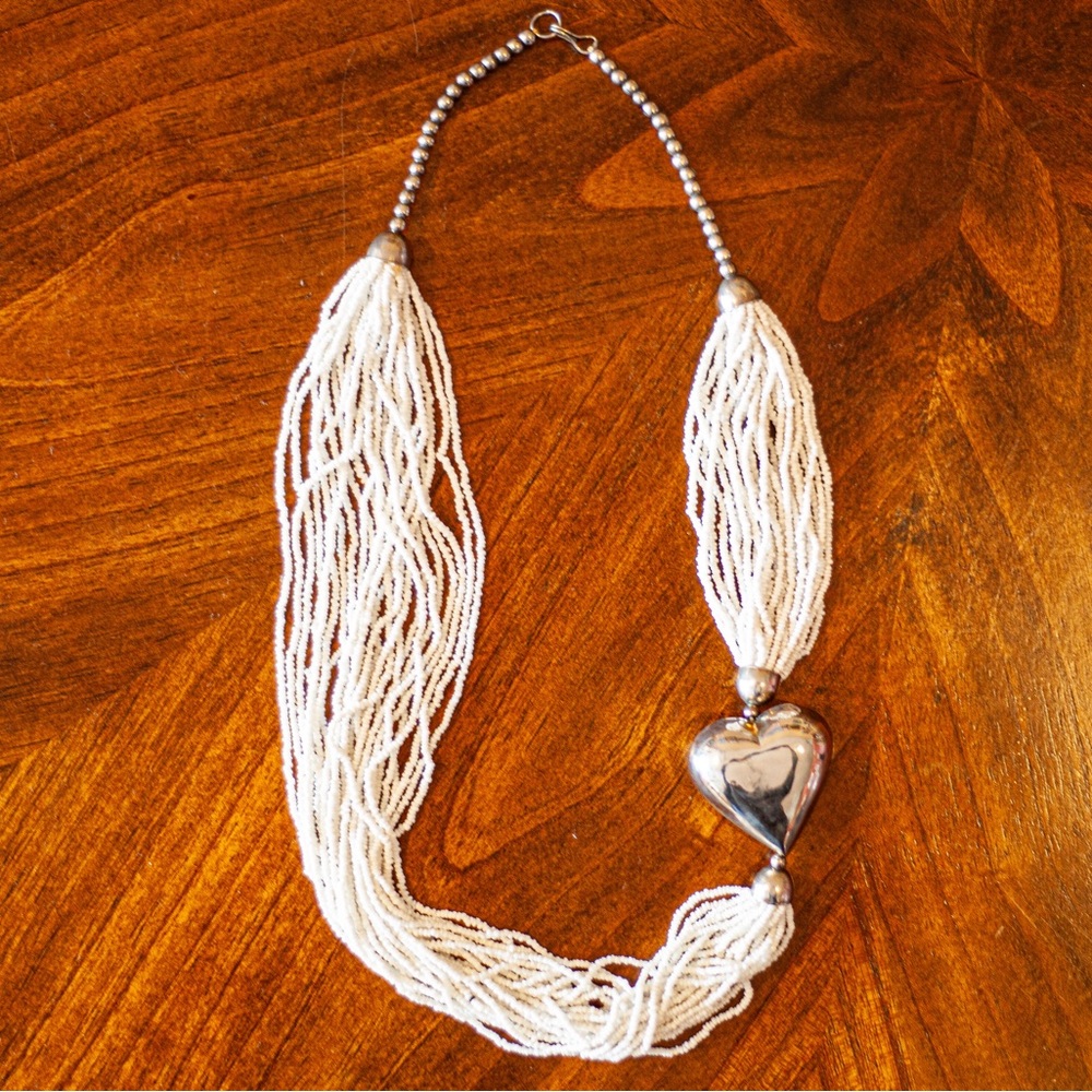 Vintage beaded and sterling necklace